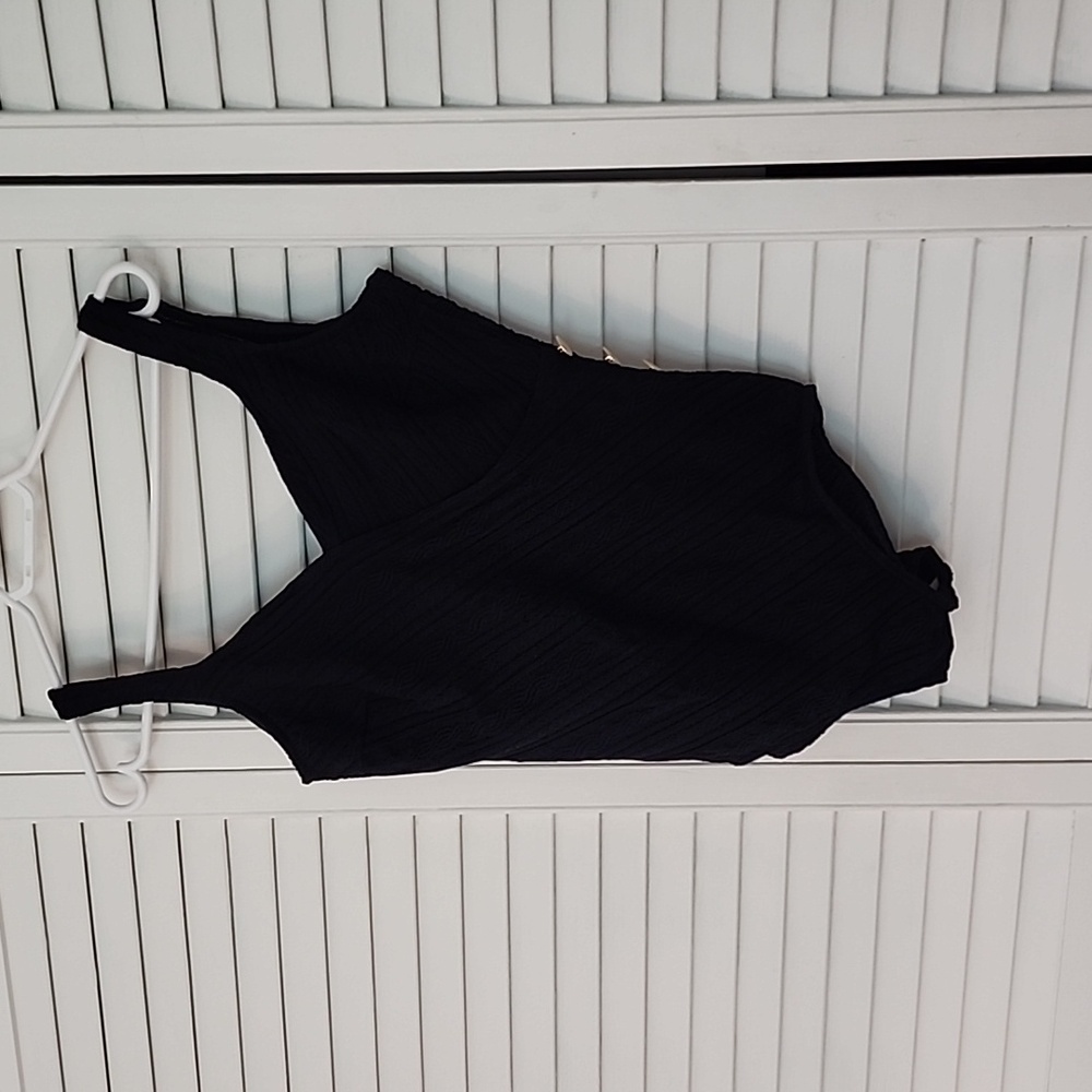 Gottex silver size 16 Rib black one piece swim